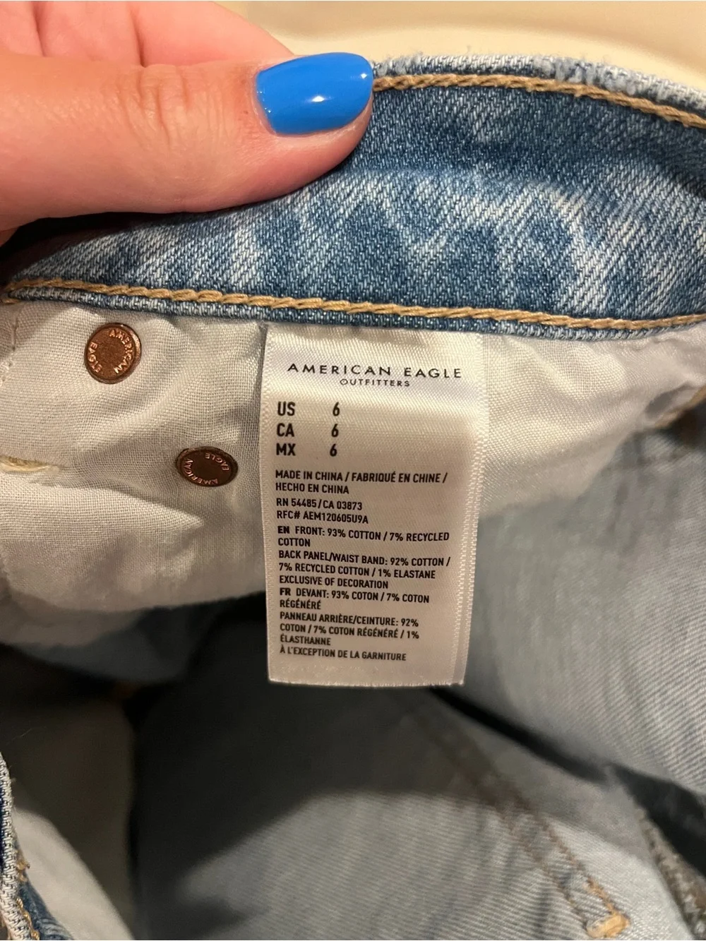 American Eagle Outfitters Light Blue Distressed High waisted Denim Shorts